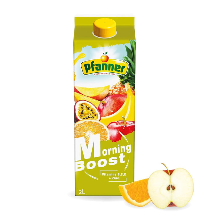 Pfanner 100% suc de mere tulbure natural (1 x 2 litri) - Mere presate direct - Suc de fructe fără adaos de zahăr Bauturi fara alcool Naty Shop 2 litri Morning Boost