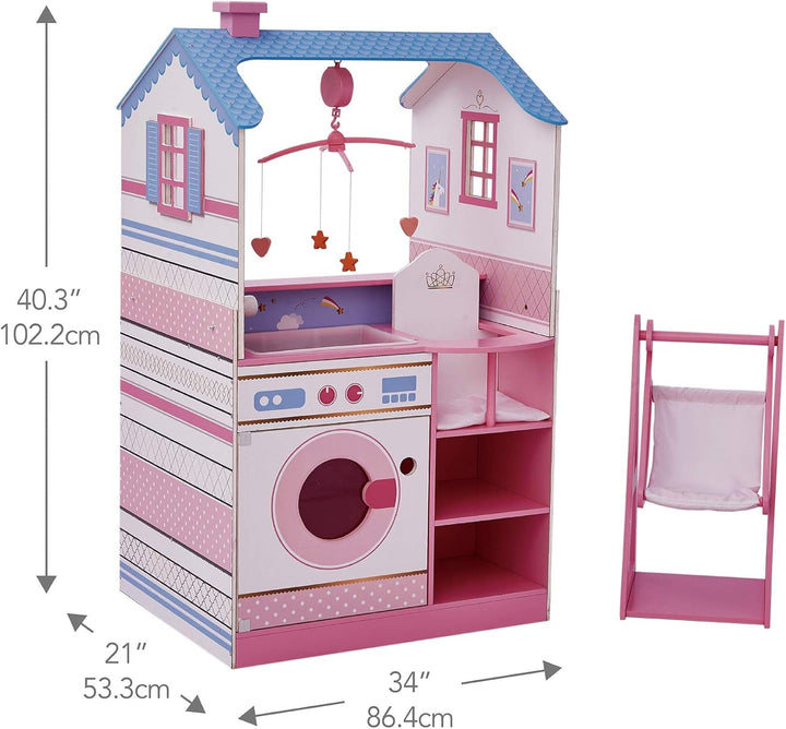 Olivia'S Little World Teamson Kids 18 Inch Baby Dolls Wooden Dollhouse Double Sided Nursery TD-11460W Casute de papusi Naty Shop