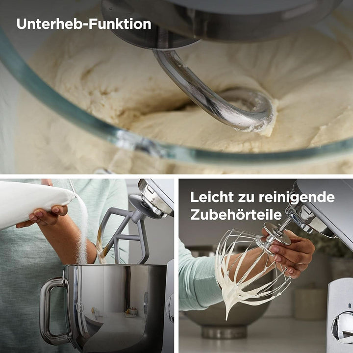 Kenwood Kmix KMX750BK Küchenmaschine, 5 L Edelstahl Schüssel, Safe-Use-Sicherheitssystem, Metallgehäuse, 1000 Watt, Inkl. 3-Teiligem Patisserie-Set Und Spritzschutz, Schwarz, 240X385X355 Naty Shop