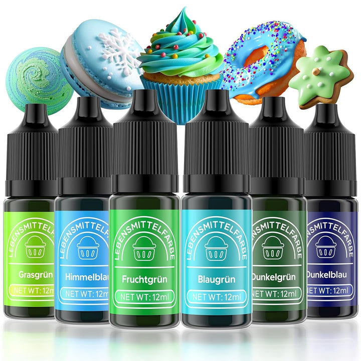 Coloranti alimentari lichizi, 6 ml Naty Shop 6ml (pachet de 12 bucăți albastru-verde)