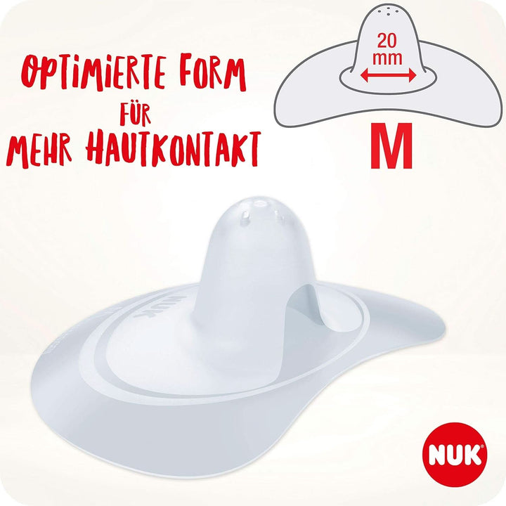 NUK Stillhütchen | Brusthütchen Zum Stillen | Schützt Vor Wunden Brustwarzen | Dünnes Silikon | Größe M (20Mm) | Inklusiv Schutzdose | 2 Stück Accesorii Hrana si Alaptare Bebe Naty Shop