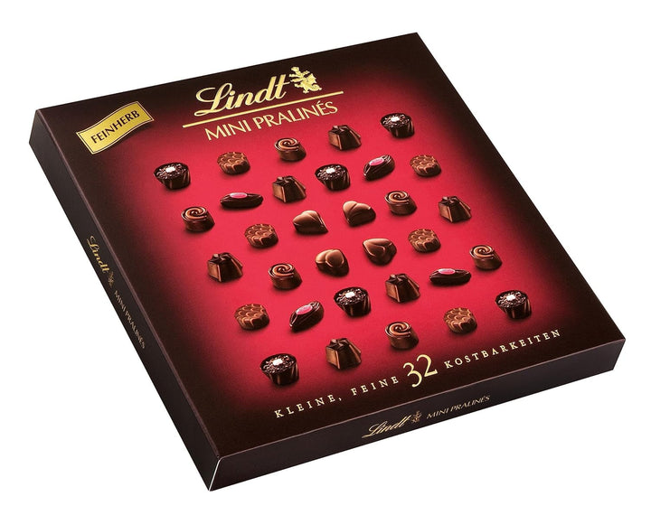 Lindt, cutie de ciocolata cu 18 praline fiecare in 6 sortimente, 90 grame Bomboane de Ciocolata Naty Shop 163 grame Ciocolata amaruie cu diverse umpluturi