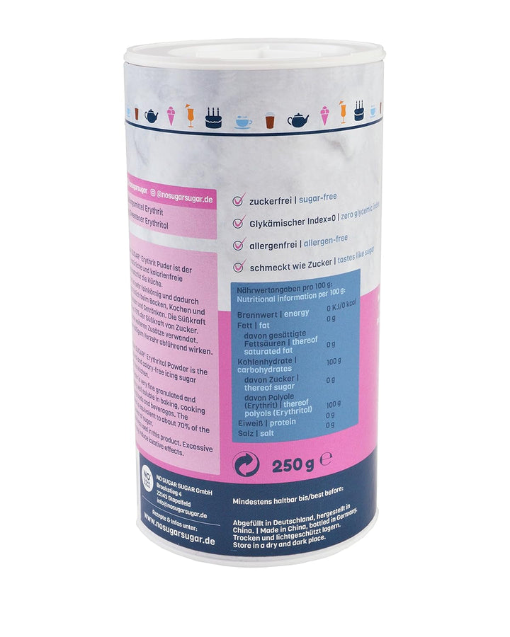 Nosugarsugar Erythrit Puder Streudose - Puderzuckerersatz Kalorienfrei, 19Er Pack (19 X 250 G) Indulcitori Naty Shop