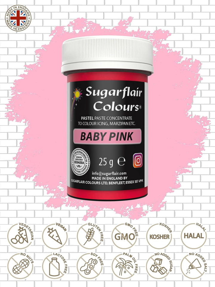 Sugarflair colorant alimentara pasta pentru fondant si martipan, Baby Pink, 25 grame Coloranti Alimentari Naty Shop