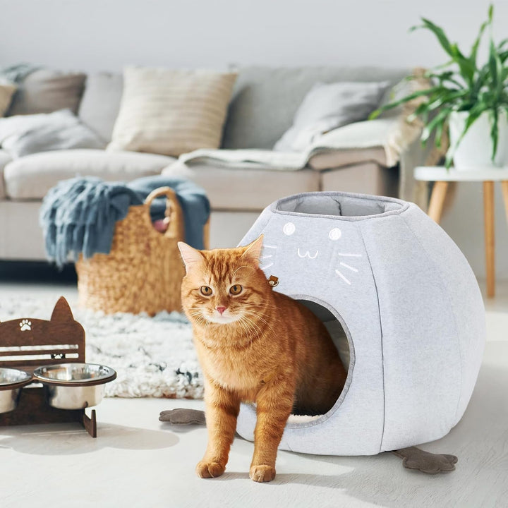 Pat pentru pisici, peșteră pliabilă pentru pisici, 40 x 40 x 35 cm (L x l x Î) căsuță pentru pisici de interior cu pernă detașabilă din sherpa, pat pentru pisici, cort pentru pisici de casă, albastru