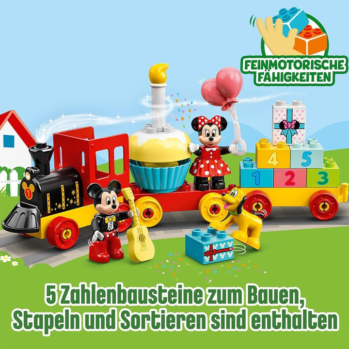 Trenul aniversar LEGO 10941 DUPLO Disney Mickey și Minnie, tren de jucărie cu tort și baloane, cadou pentru copii de 2 ani și peste Seturi de constructie Besuche den LEGO-Store