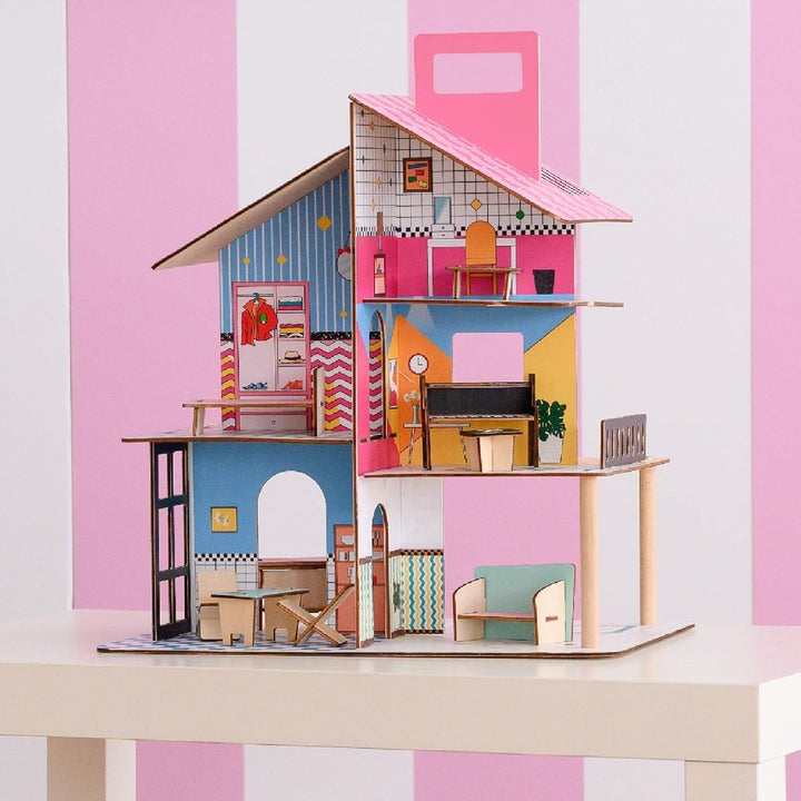 Olivia'S Little World 360 Casă de păpuși din lemn pentru copii Păpuși de 3,5" și 12 accesorii Multicolor TD-13260C Casute de papusi Naty Shop