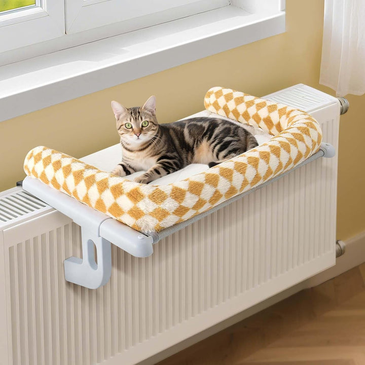 GUUSII HOME Șezlong încălzitor Pisici Șezlong pentru pisici Balcon Pat pentru pisici Pentru marginea patului Șezlong suspendat cu încălzire Pat suspendat Hamac Radiator Pisici Șezlong încălzitor Pisici 55 * 38cm Capacitate 18Kg (Gri, S)