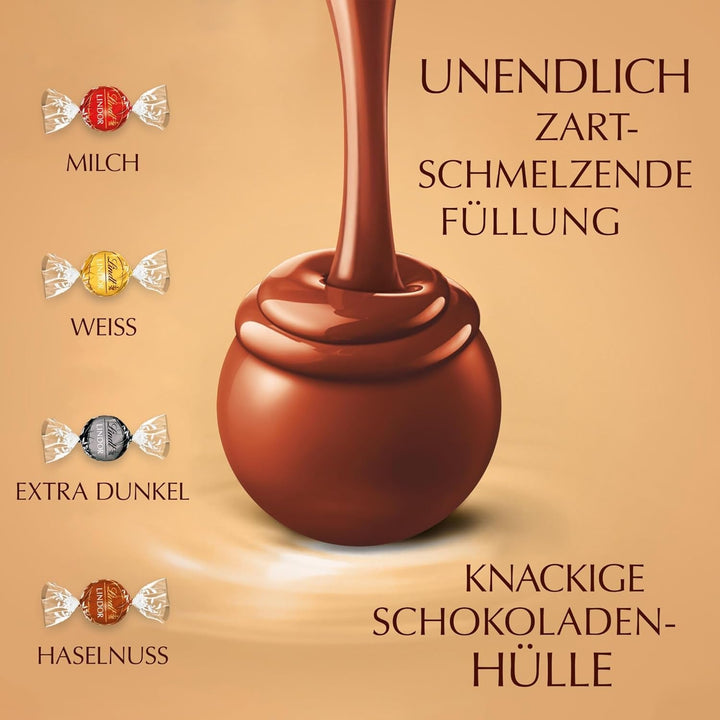 Lindt Chocolate LINDOR Sharing, sfere de ciocolata cu umplutura, 250 grame Bomboane de Ciocolata Naty Shop