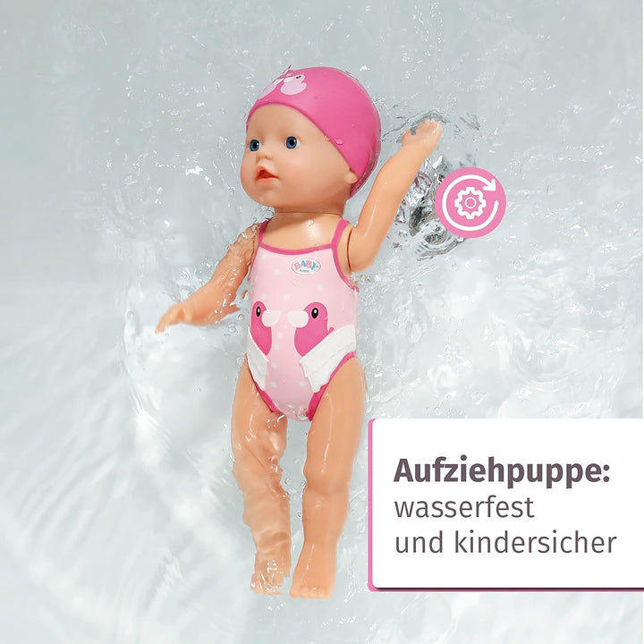 BABY Born My First Swim Girl, păpușă de baie cu vânt, impermeabilă, funcționează fără baterii, păpușă înaltă de 30 cm, 834060 Zapf Creation, roz Papusi Naty Shop