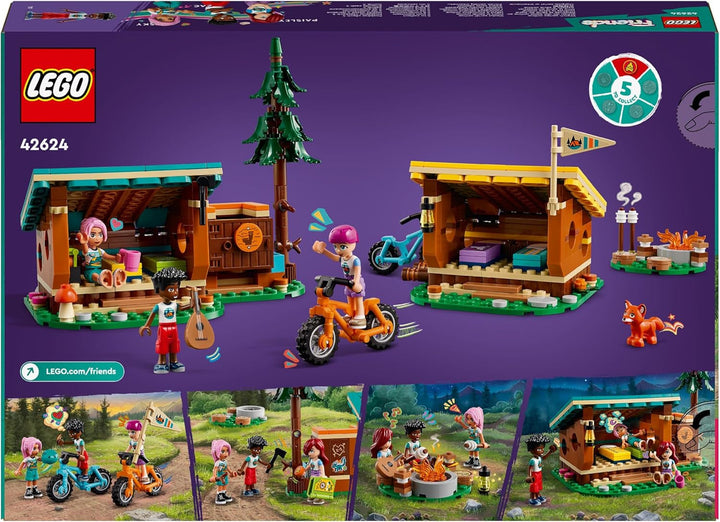LEGO Friends Cosy Huts At Adventure Camp, Playset pentru jocuri de rol în aer liber, jucărie pentru copii pentru fete și băieți de la 7 ani cu 3 figurine și vulpe, jucărie de camping 42624 Seturi de constructie Besuche den LEGO-Store