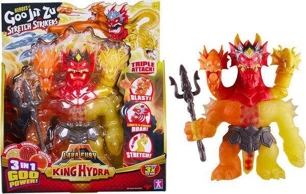 Heroes of Goo Jit Zu BANDAI CO42948 Figura de acțiune, cel mai puternic erou, regele Hydra are cu forțele sale de lavă furie în 25 cm, multicolor Action figures Naty Shop Titlu implicit