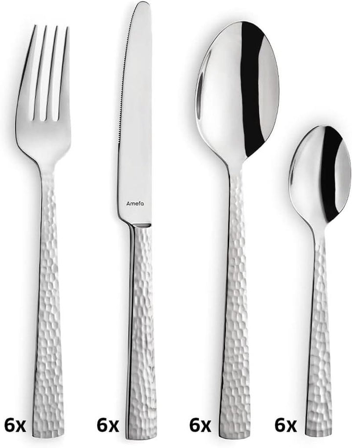Set tacâmuri Amefa Felicity, 24 piese, pentru 6 persoane, oțel inoxidabil 18/0 Bucatarie Naty Shop