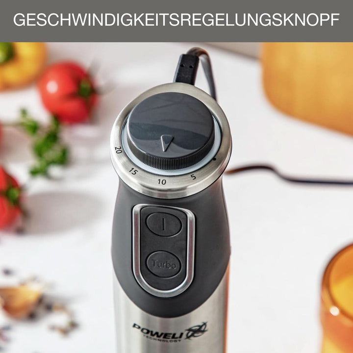 Krups Perfect Mix Stabmixer HZ6568 | Blender | 1000 Watt | Edelstahlfuß | 4 Extra Scharfe Messer | Powelix Technologie | Schneebesen | 500 Ml Zerkleinerer | 800 Ml Messbecher | Schwarz/Silber Bucatarie Naty Shop