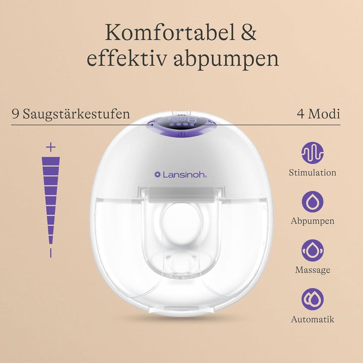 Lansinoh Tragbare Elektrische Doppelmilchpumpe – Freihändig Und Leise Abpumpen Ohne Kabel & Schläuche – Wiederaufladbarer Akku – Einfache Bedienung & Reinigung - Handsfree Accesorii Hrana si Alaptare Bebe Naty Shop