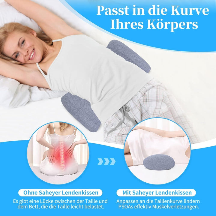 SAHEYER Pernă lombară Pernă lombară ortopedică din spumă cu memorie, pernă ergonomică pentru spate și suport lombar pentru pat, canapea, scaun, mașină și scaun de birou, gri Perne lombare Naty Shop
