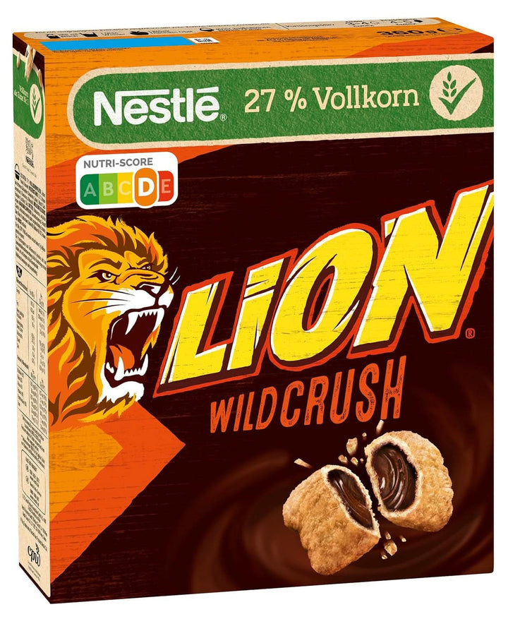 Cereale LION Wildcrush, ciocolată și caramel Cereale pentru micul dejun, pachet de 8 x 360 grame Naty Shop