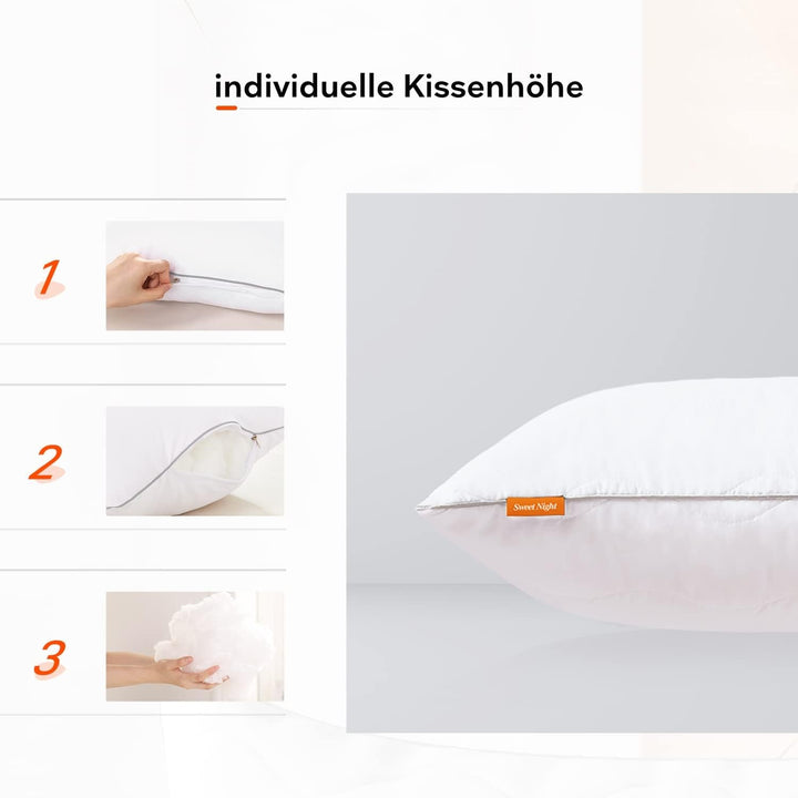 Pernă Sweetnight 40X80 Pernă pentru dormit lateral Pernă moale și de susținere Pernă de dormit Lavabilă Pernă pentru copii Pânză dublă matlasată 800G Umplutură de pernă cu fermoar (40 X 80 Cm) Perne standard Naty Shop