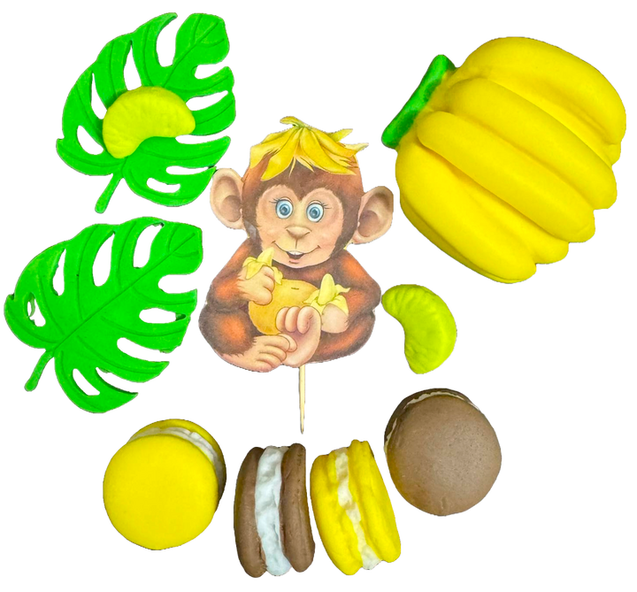 Set 10 decoratiuni comestibile din zahar, Maimuta Decoratiuni din Pasta de Zahar Nati Shop