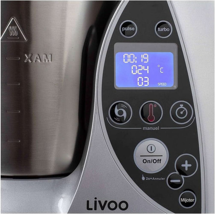 Livoo DOP142G Robot Culinaire Chauffant Beheizte Küchenmaschine, Edelstahl, Grau Roboti si Mixere Bucatarie Naty Shop