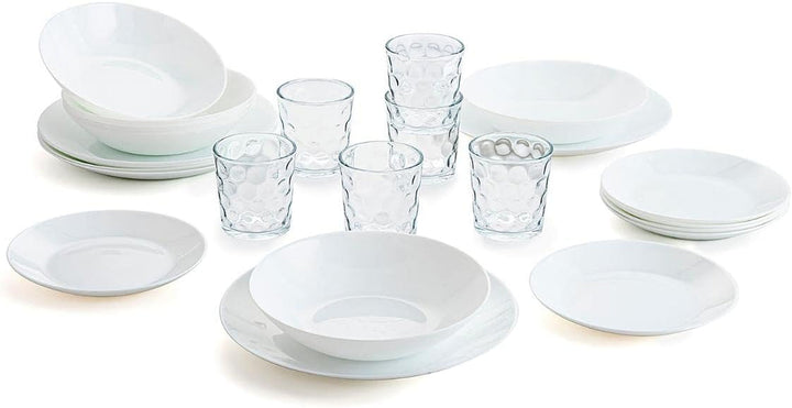 Serviciu de cină alb complet pentru 6 persoane Seturi vesela masa Naty Shop 19 piese Veselă + pahare