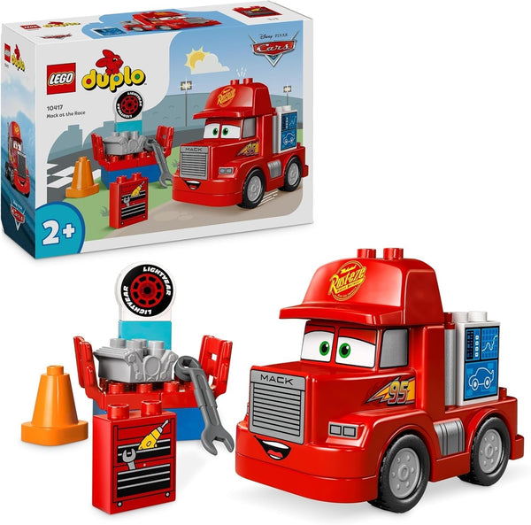 LEGO DUPLO | Disney and Pixar™S Cars Mack Truck Racing, set de mașini cu camion de jucărie pentru copii de 2 ani și peste, cadou pentru copiii de 2 ani care iubesc camionul roșu din film 10417 Seturi de constructie Besuche den LEGO-Store Titlu implicit