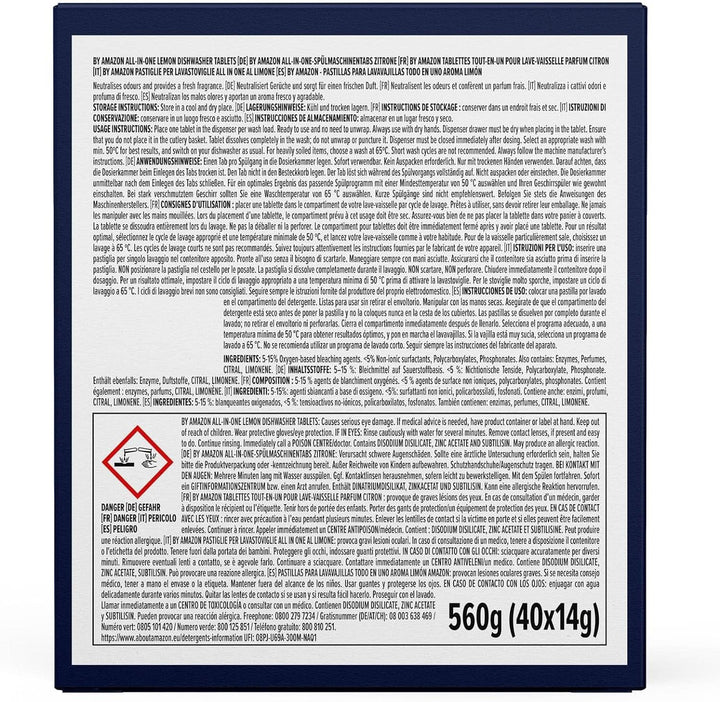 All-In-One tablete de spălat vase, lămâie, 40 tablete Detergenti Bucatarie Naty Shop