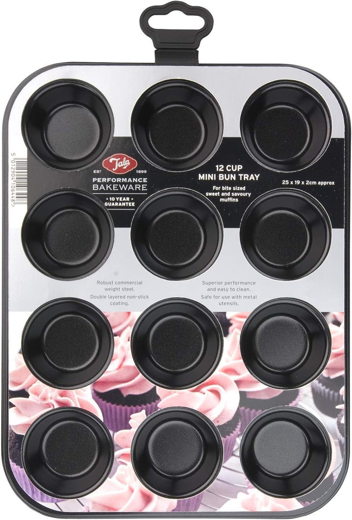 Tala Performance Muffin-Blech, 6 Löcher, Jumbo-Größe, Karbonstahl Von Professioneller Stärke, Mit Antihaftender Eclipse-Beschichtung, Schwarz Matrite si tavi pentru copt Naty Shop 12 Minibecher