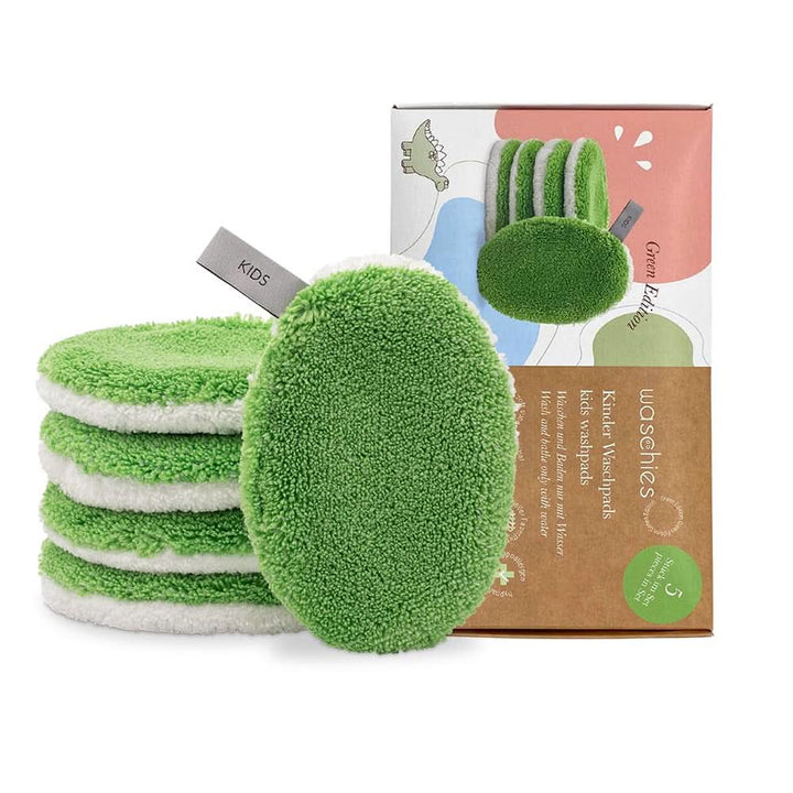 Tampoane de spălat Waschies KIDS pentru bebeluși și copii, pentru curățare numai cu apă, reutilizabile Mama si Copilul Naty Shop Verde 5 bucati