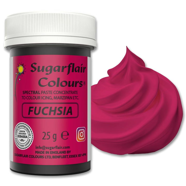 Sugarflair Spectral Fuchsia Lebensmittelfarbe Paste, Hochkonzentrierte Lebensmittelfarbe Für Buttercreme, Zuckerpaste, Royal Icing, Kuchenmischungen Und Mehr! Lebensmittelfarbstoff - 25G Coloranti Alimentari Naty Shop Fuchsia 1