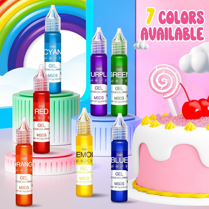 Set 7 coloranti alimentari gel, 7 x 15 grame Coloranti Alimentari Naty Shop