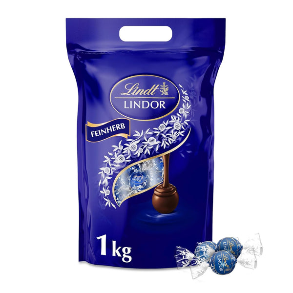 Lindt LINDOR Biluțe de ciocolată Fine Herb, aproximativ 80 sfere de ciocolata, 1 Kg Bomboane de Ciocolata Naty Shop