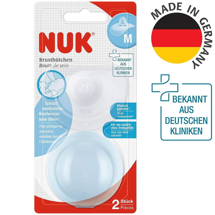NUK Stillhütchen | Brusthütchen Zum Stillen | Schützt Vor Wunden Brustwarzen | Dünnes Silikon | Größe M (20Mm) | Inklusiv Schutzdose | 2 Stück Accesorii Hrana si Alaptare Bebe Naty Shop