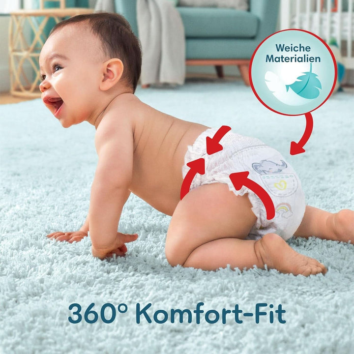 Pampers Baby Nappies Pantaloni mărimea 5 (12-17Kg) Premium Protection, Junior cu buzunar Stop and Protect, 144 scutece Panty Mama si Copilul Naty Shop