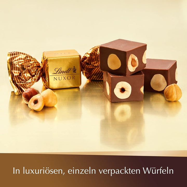Lindt NUXOR Ciocolată cremoasă cu lapte Gianduja cu alune întregi prăjite, 103 grame Bomboane de Ciocolata Naty Shop