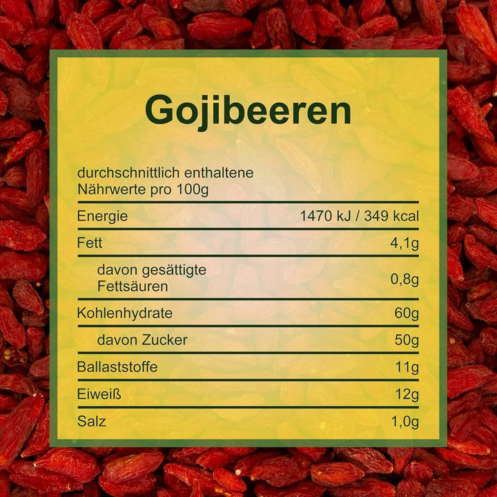 Howa Premium Goji Berries 1 KG uscat - netratat, natural - superaliment din Asia - ideal pentru gătit, copt sau ca o gustare sănătoasă - Goji berries 1000 g Produse deshidratate Naty Shop