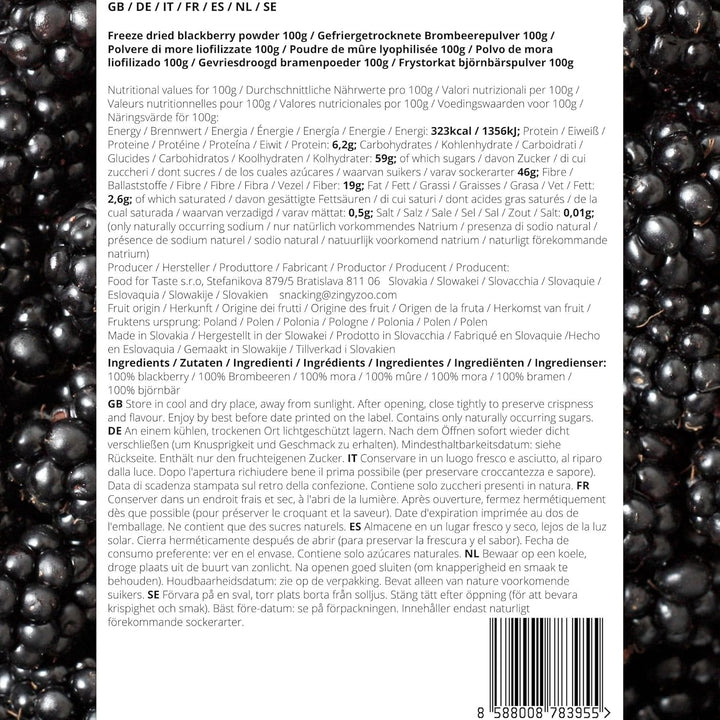 Mure liofilizate în pulbere | 100% pulbere de fructe liofilizate Fructe naturale uscate fără aditivi | pulbere de fructe Fructe liofilizate pulbere de mure Produse deshidratate Naty Shop