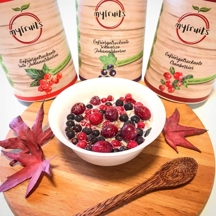 myfruits coacăze negre, fructe liofilizate, 100g, fără aditivi, 100% coacăze negre, fructe liofilizate și uscate pentru muesli sau porridge... Produse deshidratate Naty Shop